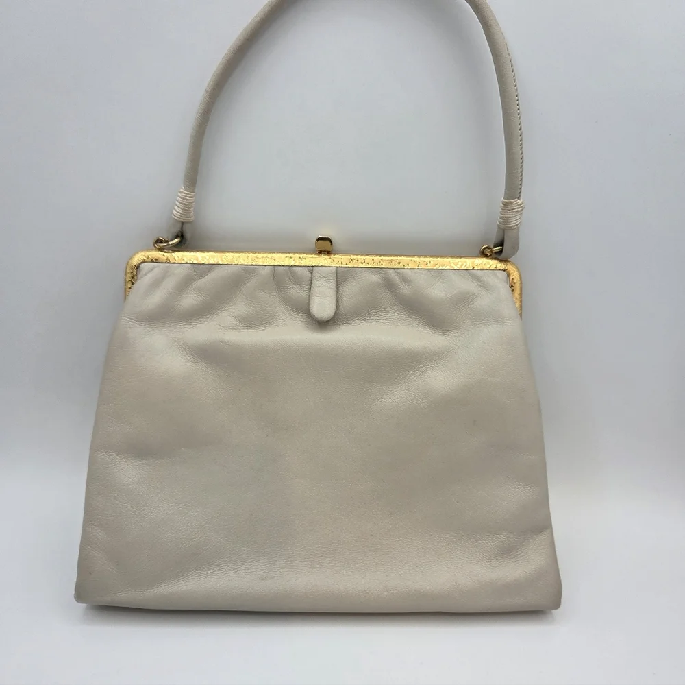 Vintage Rosenfeld Ivory Leather Handbag - Picture 1 of 7